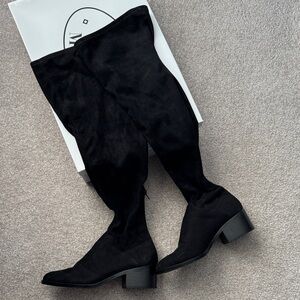 Steve Madden Black Suede Over The Knee Boots